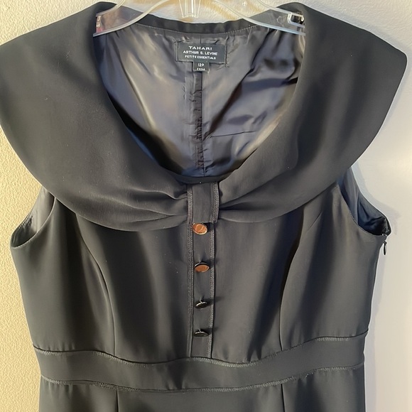 TAHARI Arthur S. Levine staple career black sheath dress O/S round collar 12P - Picture 12 of 14